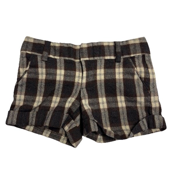 Alice + Olivia Women’s Short Size 4 Wool Plaid Low Waist - Picture 1 of 8
